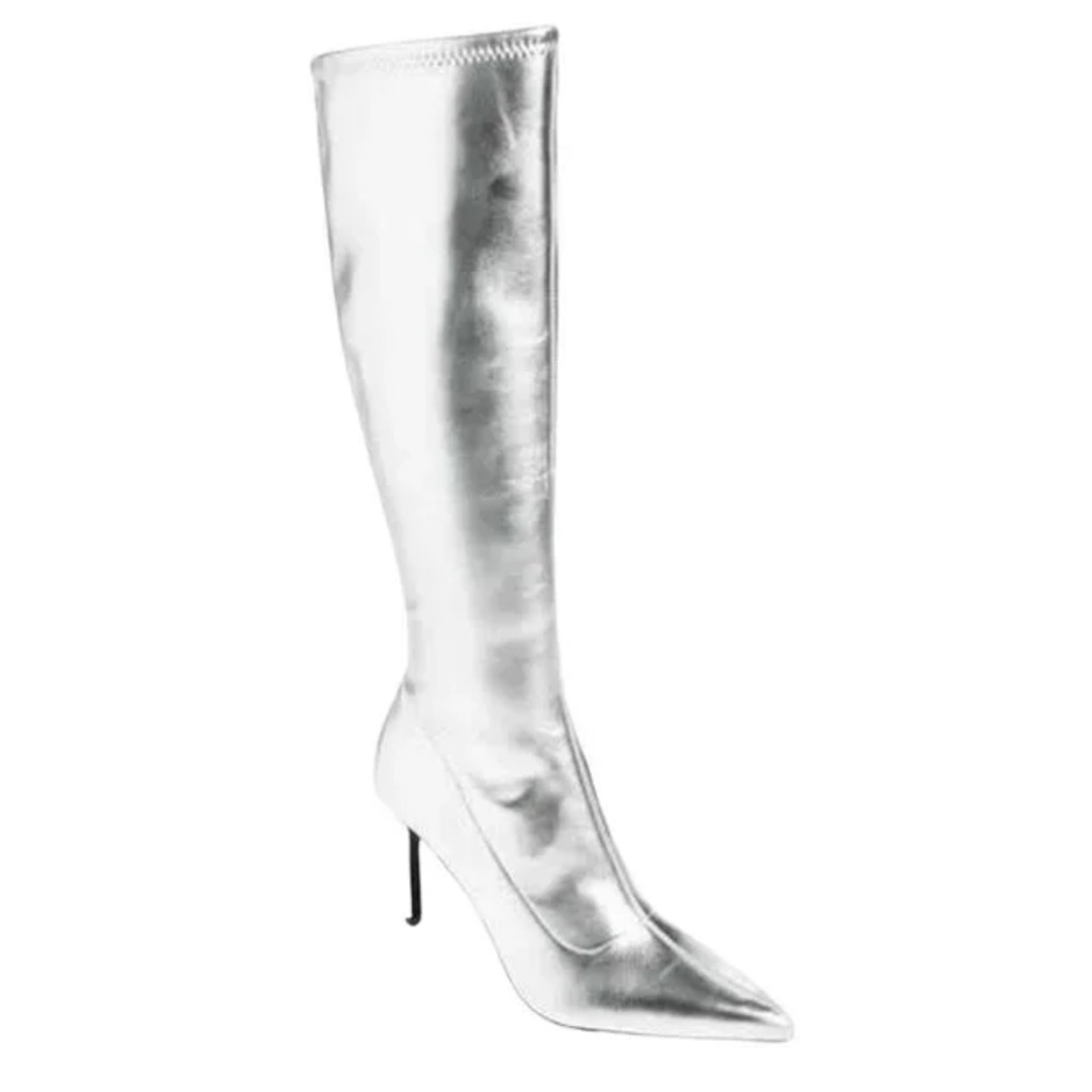 Open Edit Viv Silver Women's Knee-High Pointy Toe Boots Size 9